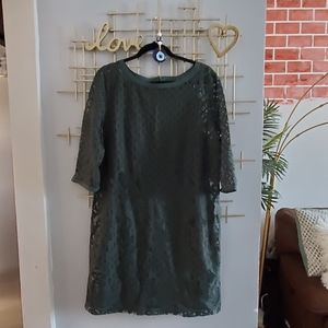 LOFT Dark green lace dress.